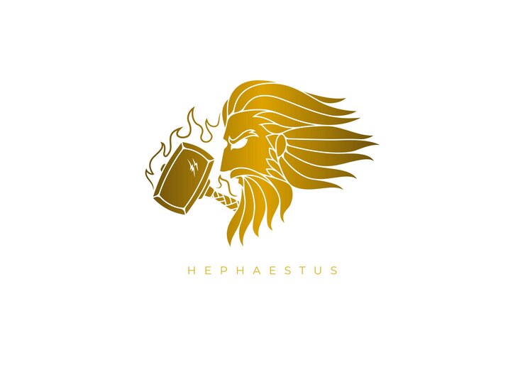 Vector el dios del fuego hephaestus logo