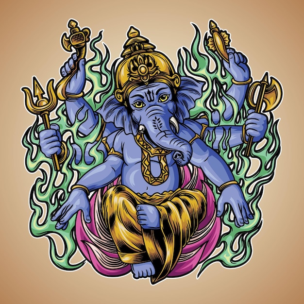 dios ganesha posición sentada ilustración