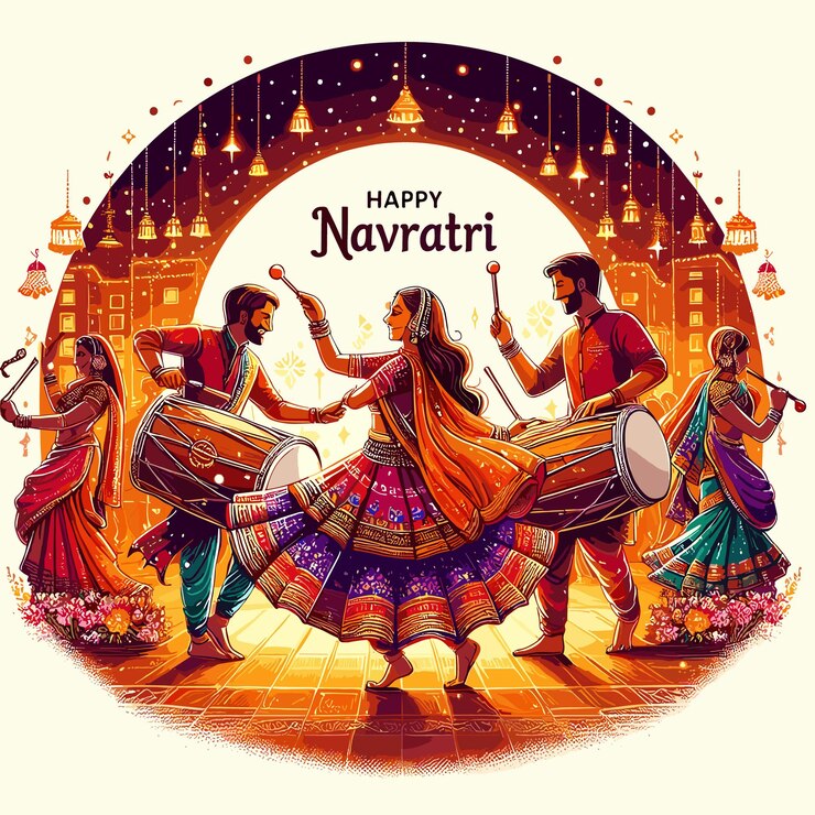 Dios indio Feliz Durga Puja Subh Navratri fondo diseño de ilustración vectorial editable