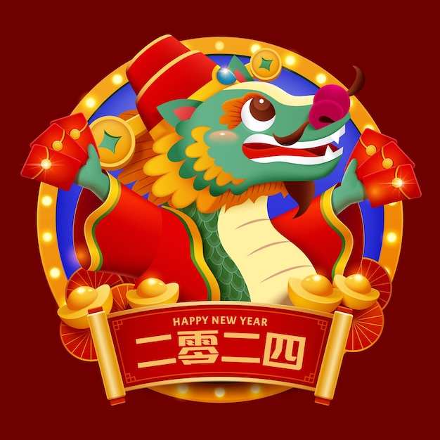 Vector dios de la riqueza dragón elemento cny