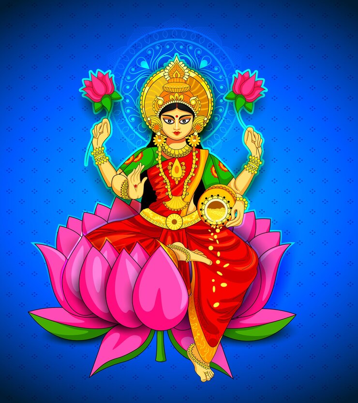 LA DIOSA LAKSHMI SENTADA EN EL LOTO