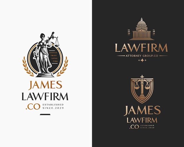 Una diosa única de época, plantilla de logotipo de bufete legal y de abogados, logotipo para negocios de justicia.