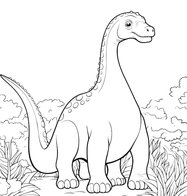 Vector diplodocus dinosaurio para colorear página para niños