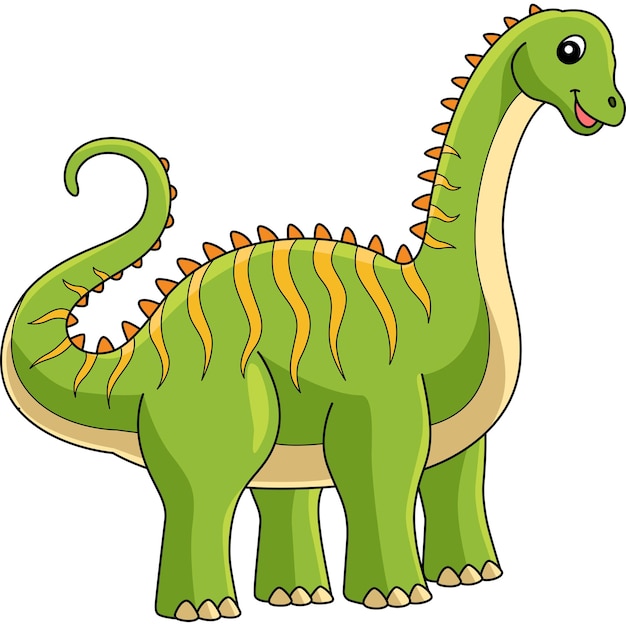 Diplodocus dinosaurio dibujos animados coloreado clipart