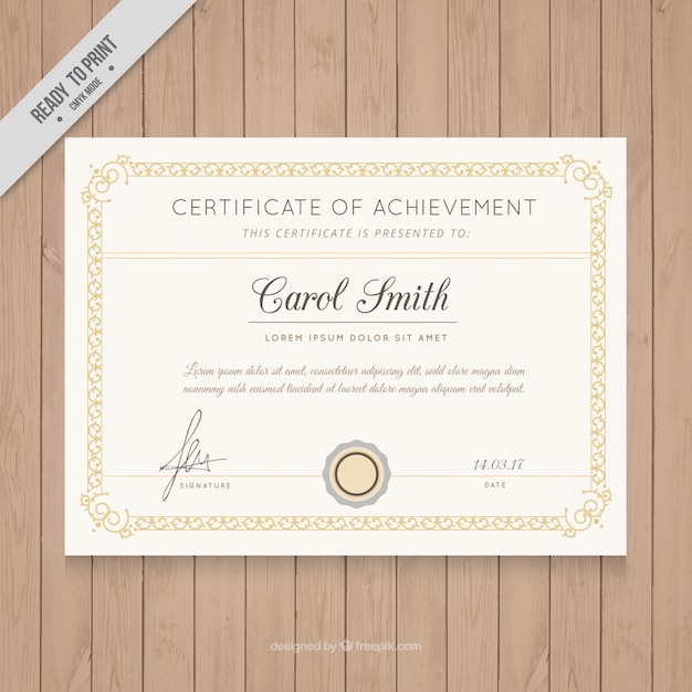 Diploma clásico de reconocimiento
