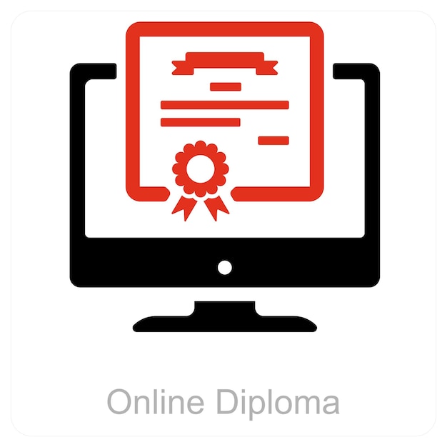 Diploma en línea y concepto de icono de educación