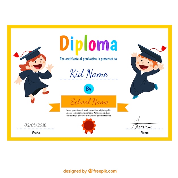 Diploma niño con los niños divertidos