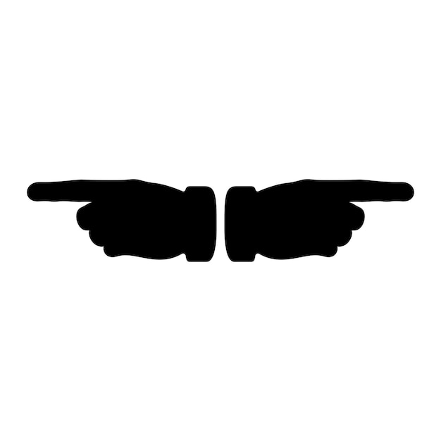 Dirección cursor puntero flecha de dedo humano mano negra izquierda derecha doblada ilustración vectorial