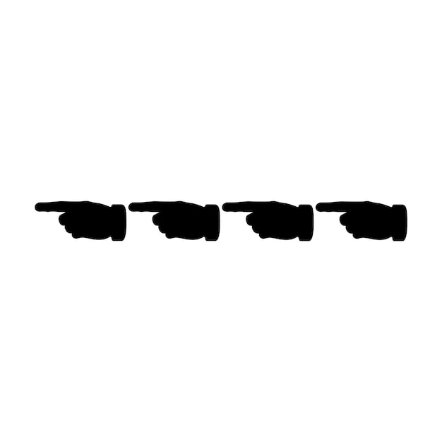 Dirección cursor puntero flecha de la mano del dedo humano negro izquierdo ilustración vectorial fondo blanco