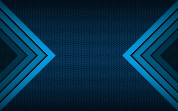 Dirección de flecha azul abstracta con textura de malla hexagonal oscura Fondo de tecnología metálica moderna Ilustración vectorial