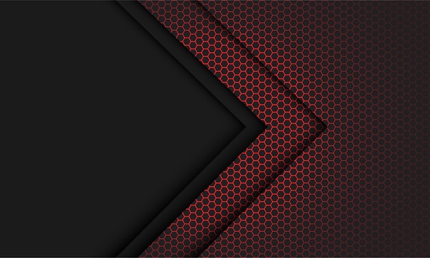 Dirección de flecha gris claro de malla hexagonal roja abstracta con fondo de tecnología futurista moderna de espacio en blanco