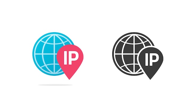 Dirección IP icono de ubicación gráfico símbolo simple pictograma plano y blanco y negro