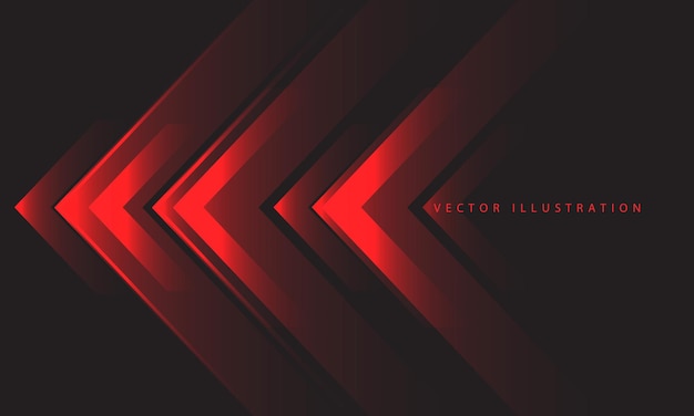 Dirección de luz de flecha roja abstracta en vector de fondo futurista de tecnología de diseño gris oscuro