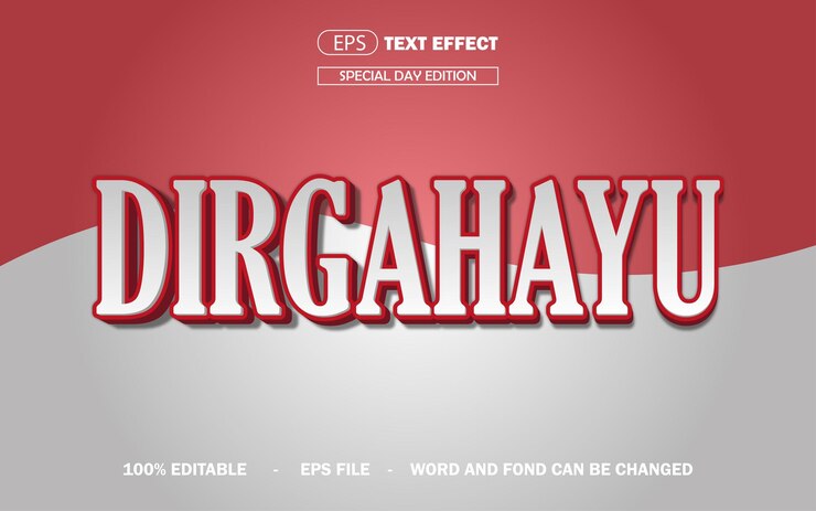 Vector dirgahayu estilo de texto nacional efecto de texto eps