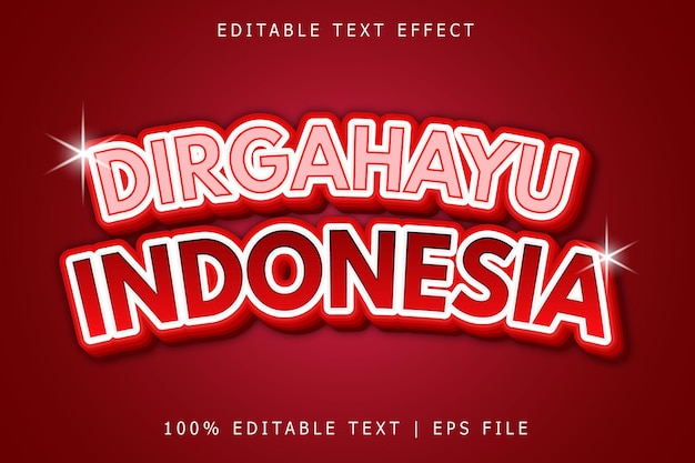 Dirgahayu Indonesia Editable Text Effect 3 Dimension Relieve Estilo moderno