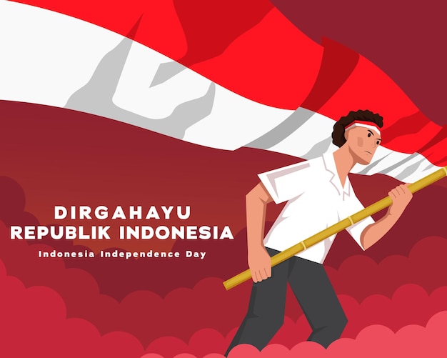 Dirgahayu republik indonesia día de la independencia de indonesia ilustración