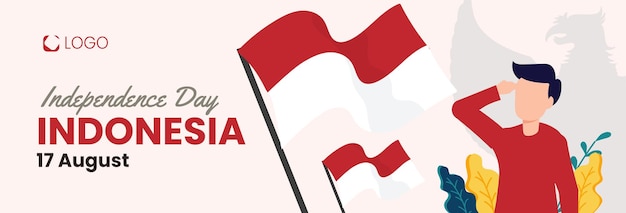 Dirgahayu republik indonesia diseño de banner de ilustración plana