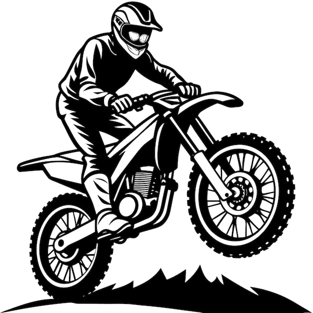 Dirt Bike silueta negra sobre un fondo blanco
