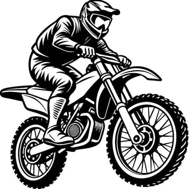 Dirt Bike silueta negra sobre un fondo blanco