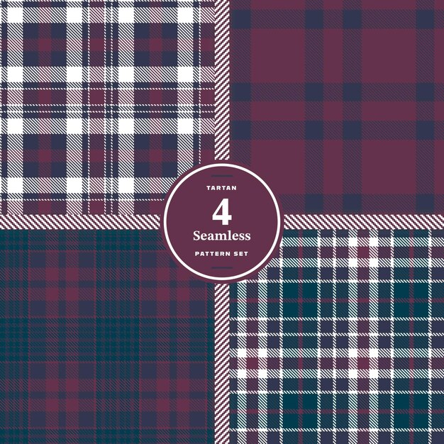 Dirty Purple Dark Blue Grey Cool Grey and Light Mauve seamless pattern set of 4