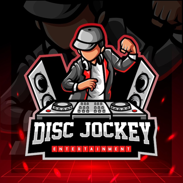 Disc jockey mascot esport logo design