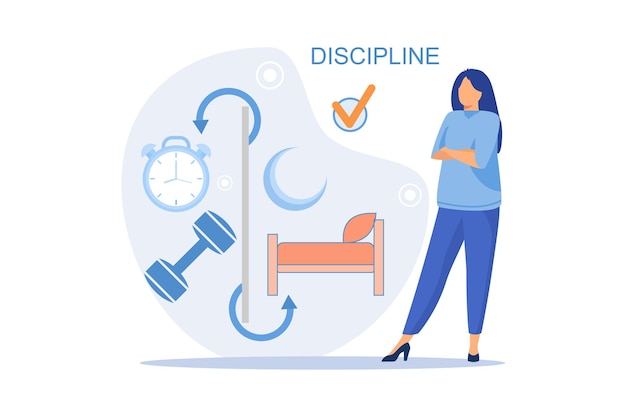 Disciplina Metáfora de la idea del día de trabajo Asuntos diarios de la persona Cumplimiento de los planes planificados según