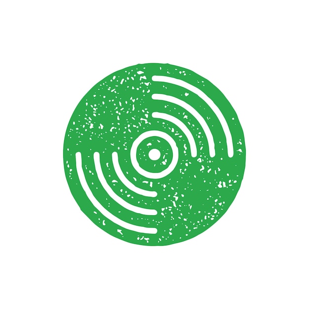 Disco de audio analógico de ilustración vectorial de textura grunge de disco de vinilo retro verde minimalista
