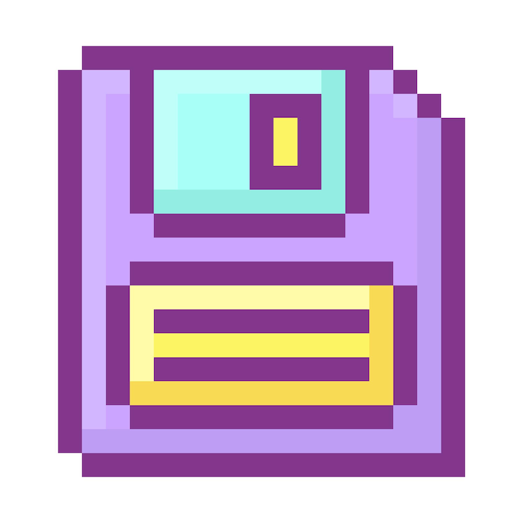 Vector disco de disquete de píxeles y2k interfaz de computadora antigua elementos de pc retro estilo pixel art de la década de 1990 y la década de 2000