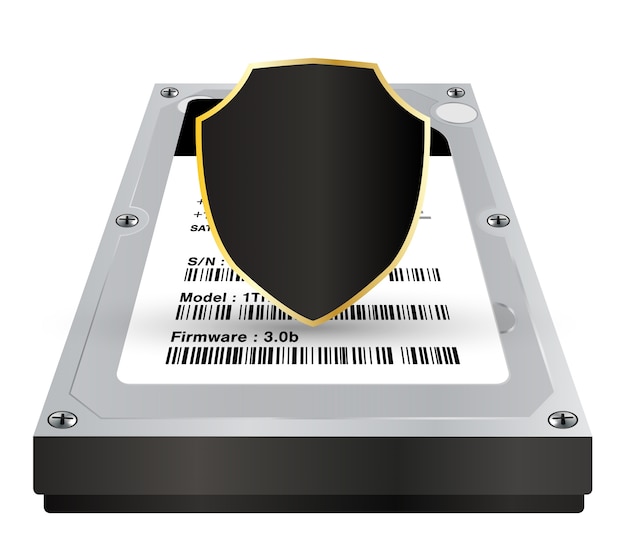 disco duro interno con un escudo de datos de protección