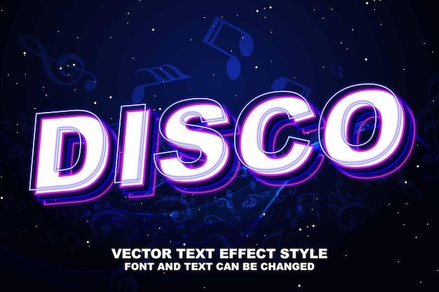 Disco música fiesta noche vida club tipografía efecto de texto editable estilo de fuente plantilla diseño gráfico