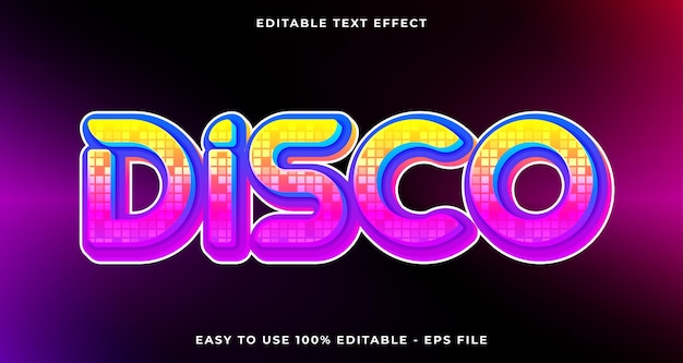 Disco tipografía premium texto editable efecto de brillo 3D texto