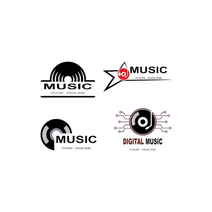 Vector disco de vinilo grabar música logo vector icono ilustración