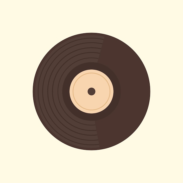 disco de vinilo marrón con una etiqueta de color beige claro y agujero central