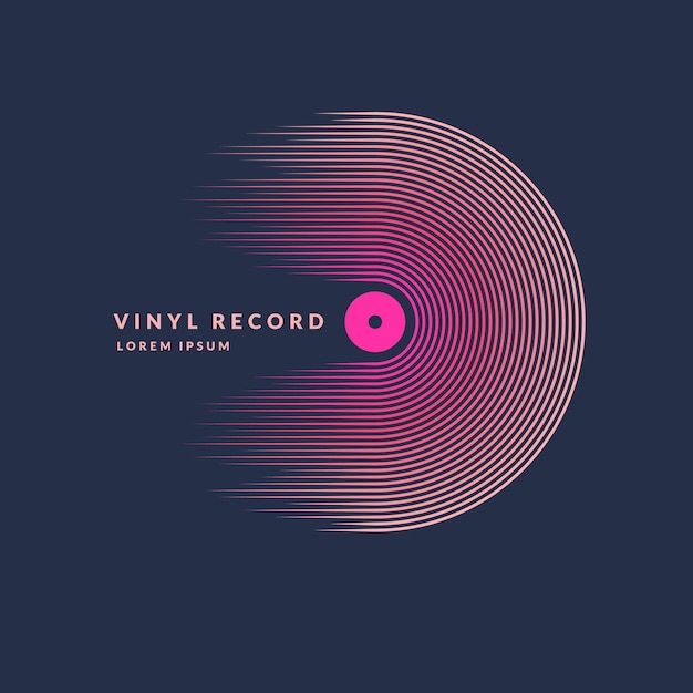 Disco de vinilo Música de ilustración vectorial sobre fondo oscuro