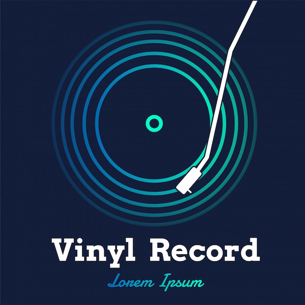 Disco de vinilo de música vectorial con gráfico oscuro.