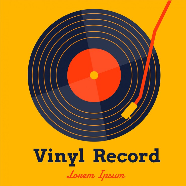 Vector disco de vinilo musical vector con gráfico amarillo