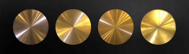 Discos metálicos dorados sobre un fondo negro