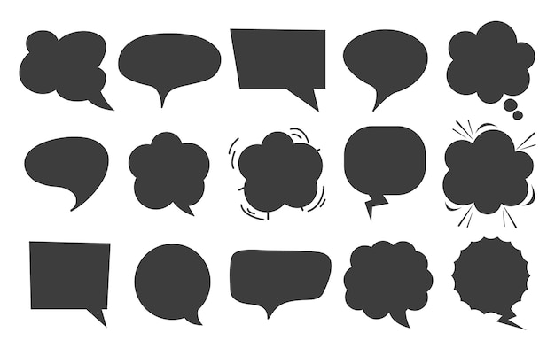 Discurso burbuja hablar texto globo nube aislado conjunto concepto plano diseño gráfico ilustración
