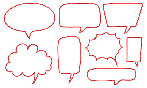 Discurso conjunto de burbujas dibujadas a mano Conversación de burbuja cómica Diseño vectorial