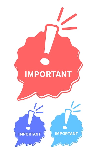 Discurso importante establecer un icono brillante con un signo de exclamación para resaltar lo más importante