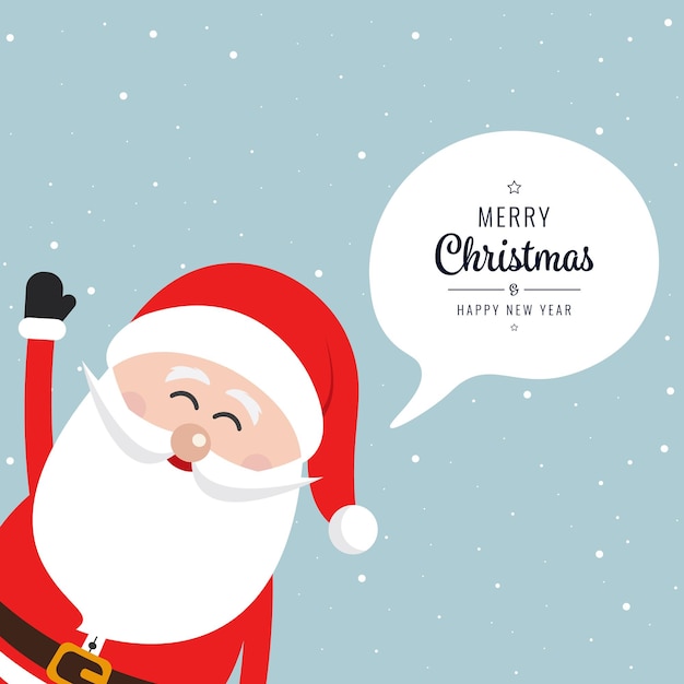 El discurso de Navidad feliz de Santa Claus en el fondo de la burbuja de nieve