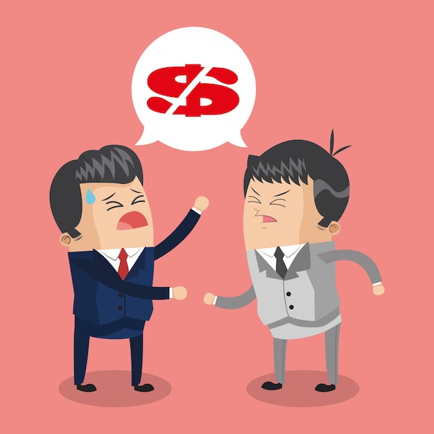 Discusión de empresarios para dibujos animados de dinero