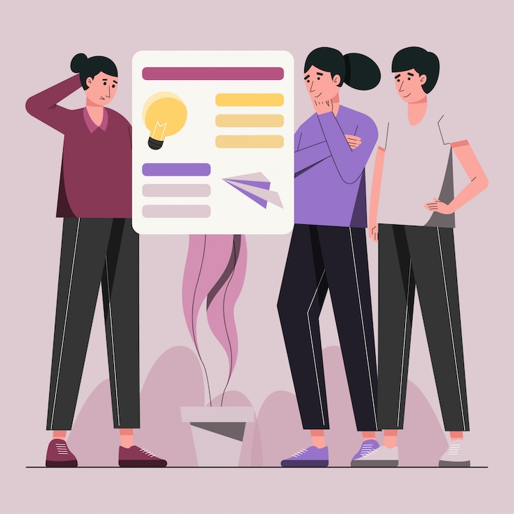 Vector discusión de ideas creativas