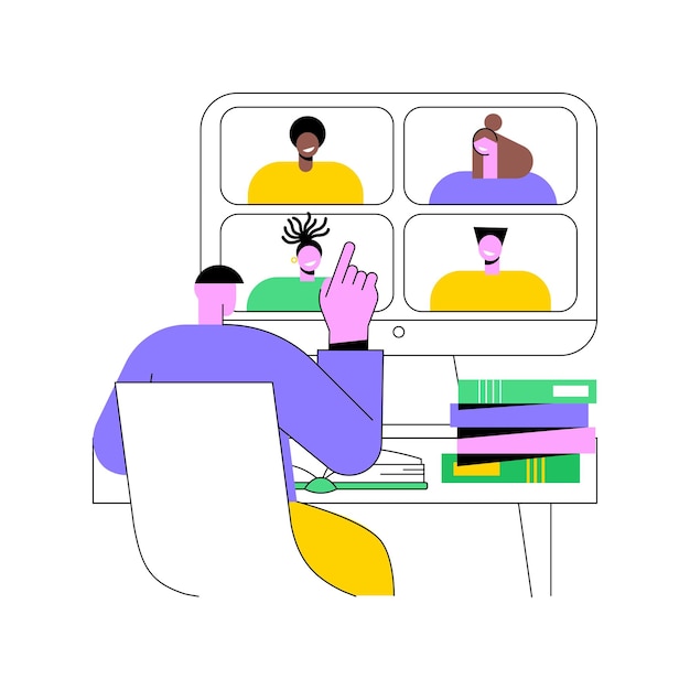 Discusión en línea ilustraciones de vectores de dibujos animados aislados
