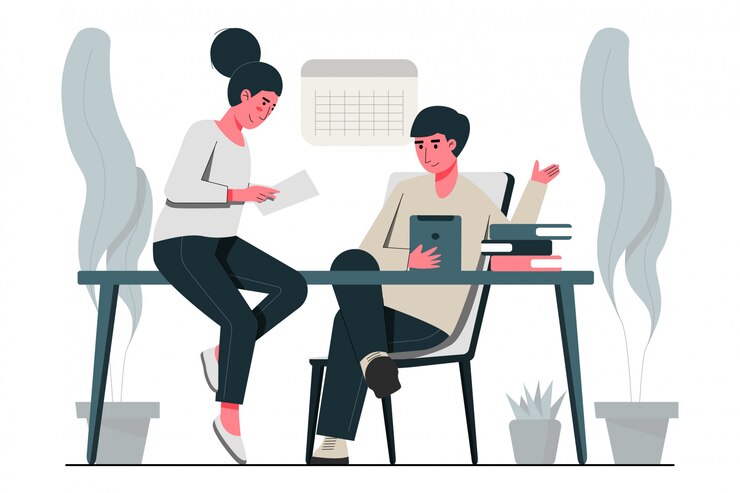 Vector discusión de negocios en la oficina