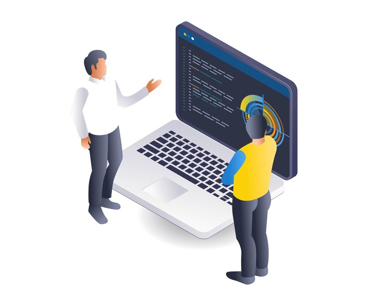 Vector discusión sobre el desarrollo del conocimiento tecnológico de programación