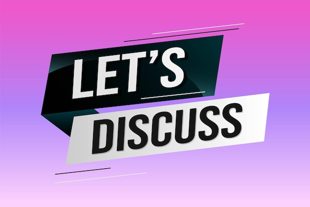Discutamos la ilustración vectorial del concepto de la palabra con líneas de estilo 3D para la página de aterrizaje de las redes sociales