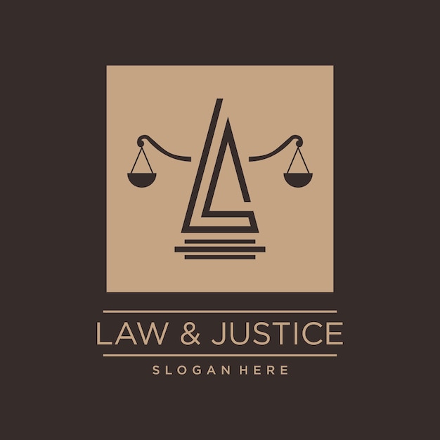 DISEÑO DE LOGOTIPO VECTORIAL DE JUSTICIA DE LEY CON CONCEPTO DE CARTA MODERNA