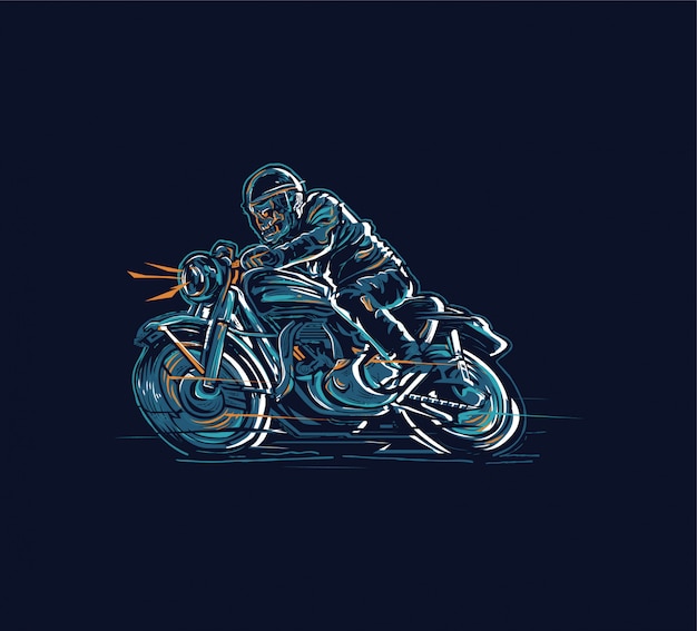 DISEÑO DE LA MOTOCICLETA SKULL RIDER PARA CARTELES O CAMISETAS GRÁFICAS Y MÁS APLICACIÓN