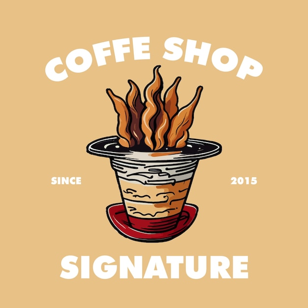 DISEÑO RETRO DEL LOGOTIPO DE LA CAFÉ